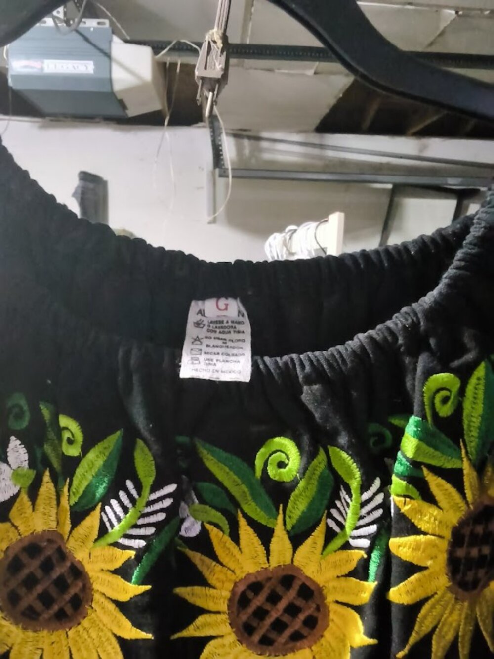 Black Sunflower Embroidered Dress Off Shoulder Floral Boho Midi Dress